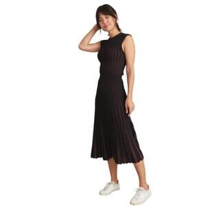 Marine Layer Penny Pleated Midi Dress Black Rainbow Lurex Size XS may fit a S